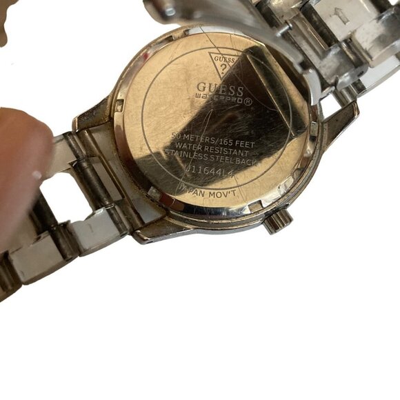 Guess Mens Watch Water Resistant Stainless Steel Clear Band Works New Battery - Picture 8 of 14